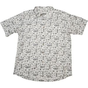 Mountain Khakis Button Down Shirt Sz L Adventurist Signature Print White Kayak